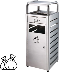 Coș de gunoi din inox cu scrumieră – argintiu