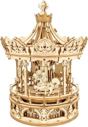 Carusel din lemn - 3D Puzzle cu Cutie Muzicală