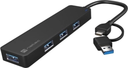 Hub USB NATEC Mayfly 4× USB 3.0 cu adaptor USB‑C/USB‑A, negru