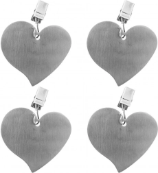 Cleme din oțel pentru fața de masă în formă de inimă, set 4 buc