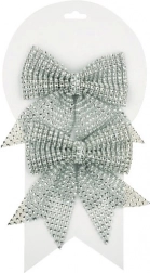 Fundițe argintii de Crăciun cu pietricele, 12 cm, 2 bucăți