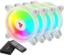 Set de ventilatoare RGB albe Savio cu iluminare