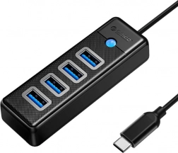 Orico hub USB‑C cu 4× USB 3.0, 5 Gbps, 0,15 m, negru