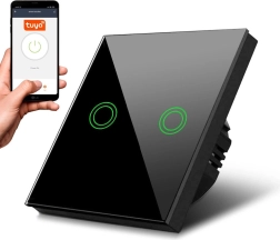 Întrerupător de lumină tactil dublu Wi‑Fi SMART MCE714B negru
