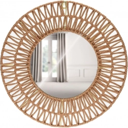 Oglindă rotundă de perete cu ramă din hârtie împletită 45 cm