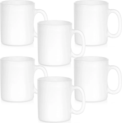 Set de căni albe din sticlă, 300 ml, 6 buc