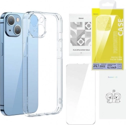 Baseus SuperCeramic carcasă transparentă din sticlă și set de sticlă călită pentru iPhone 14 – Plus