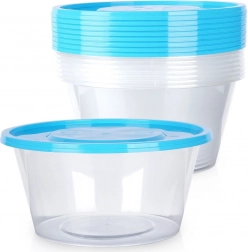 Set de recipiente rotunde pentru alimente cu capac 650 ml, 10 buc.