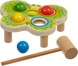 Bătător din lemn Fluture cu 4 bile colorate