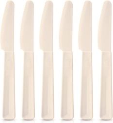Cuțite de masă din plastic crem SANDY, 6 buc