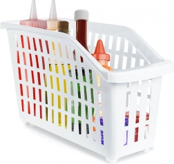 Coș de depozitare îngust, alb, pe roți, 13 l