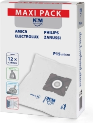 Pungi sintetice pentru aspirator P15/Maxi – 12 buc + 2 filtre