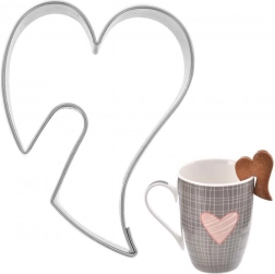 Formă decupatoare din inox pentru biscuiți inimă 5,5 cm cu decupaj pentru cană