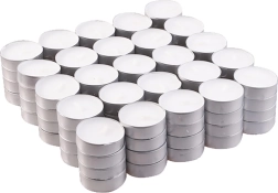 Lumânare albă tip pastilă, fără parfum – Albă, 20 buc.