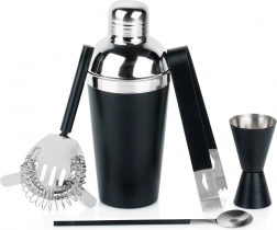 Set de bar cu shaker negru din oțel inoxidabil, 5 piese