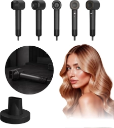 Uscător de păr multifuncțional 5‑în‑1 cu ionizare, negru