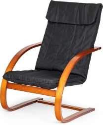 Scaun balansoar finlandez lounge ModernHome pentru living – material negru, lemn de nuc