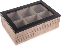 Cutie din lemn pentru ceai LINE, 6 compartimente, 24 × 16,5 × 7,5 cm