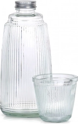 Carafă din sticlă cu pahar 1 l + 220 ml, set din 2 piese