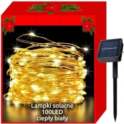 Iluminat de Crăciun cu fir solar, 100 LED – Caldă