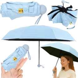 Umbrelă pliabilă compactă cu protecție UV UPF 50+ 90 cm – albastră, cu husă