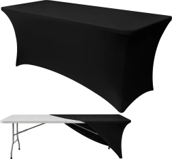 Husă elastică stretch pentru masă de banchet RUHHY 180 x 75 x 75 cm neagră - 1 bucată