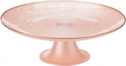 Tavă pentru tort din sticlă pe picior roz 21 cm