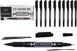 Set de markere impermeabile cu două capete pentru CD, negru, 10 buc