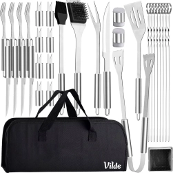 Set de ustensile pentru grătar din oțel inoxidabil cu husă, 33 piese