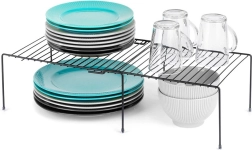 Poliță de bucătărie metalică extensibilă 34,5–48 cm, neagră