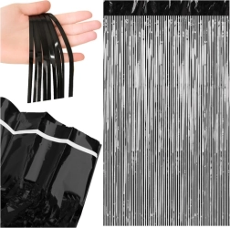 Cortină decorativă cu franjuri RUHHY neagră 100 × 200 cm