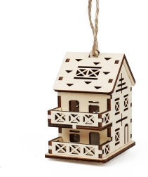 Magia lemnului căsuță medie – vilă cu balcoane și lumânare LED