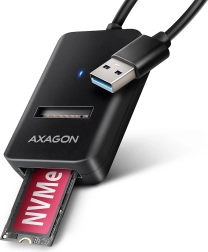 AXAGON ADM2-AM adaptor M.2 NVMe/SATA la USB 3.2 Gen 2 (10 Gb/s) cu cablu USB‑A 10 cm