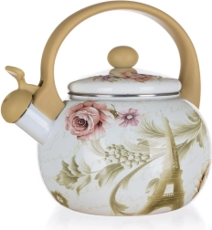 Ceainic emailat cu fluier PARIS 2,2 l, diametru 19 cm