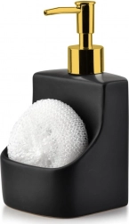 Dozator de detergent din ceramică cu compartiment pentru burete, negru 400 ml