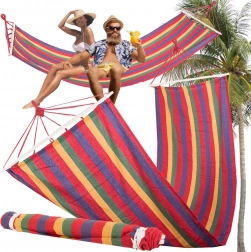 Hamac de grădină cu bare din lemn 200 × 80 cm, în dungi