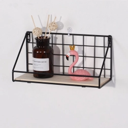 Poliță de perete cu tijă, stil LOFT 29,5 cm - negru