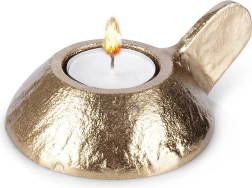 Suport auriu din aluminiu pentru lumânare tip pastilă Home Styling Collection