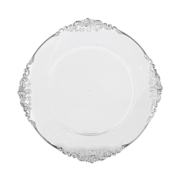 Platou decorativ rotund 33 cm transparent cu efect argintiu - 1 bucată