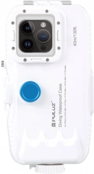 Husă impermeabilă din plastic PULUZ pentru iPhone 15 Plus, 15 Pro Max, 14 Plus, 14 Pro Max, 13 Pro Max, 12 Pro Max și 11 Pro Max – albă