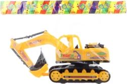 Excavator din plastic pe șenile cu buldozer 2în1 cu inerție 27 cm - 1 bucată
