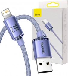 Cablu USB Baseus Crystal Shine pentru Lightning, 2,4A, 2m, mov