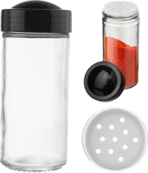 Borcan pentru condimente din sticlă cu sită Black 100 ml