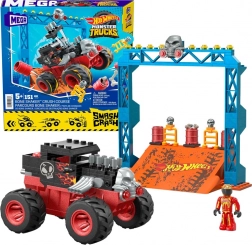 Set de construcție HOT WHEELS Mega Bone Shaker Crush Course – camion monstru cu rampă, 151 piese