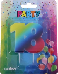 Lumânare aniversară numărul 18 curcubeu