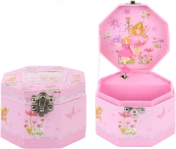 Cutie muzicală de bijuterii roz cu balerină și oglinduță