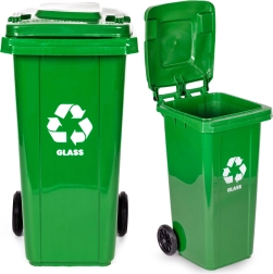 Container verde pentru sticlă 120 l cu roți din cauciuc