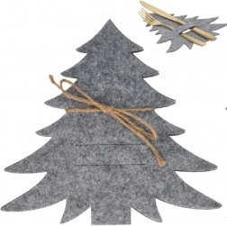 Huse de tacâmuri din fetru în formă de brăduț, gri, set de 4 bucăți