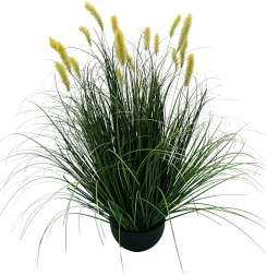 Iarbă ornamentală artificială Pennisetum în ghiveci, galbenă, 70 cm