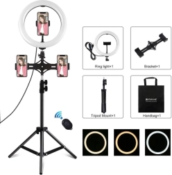 Puluz lumină LED inelară cu trepied 26 cm pentru vlogging, înălțime 1,1 m